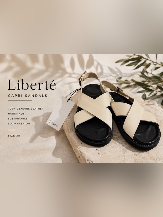 Liberté Shoes - NWT Liberté Ivory Leather Capri Sandals Size 38 Handmade Genuine Leather